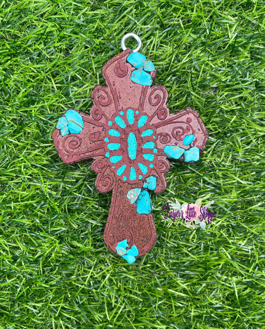 {turquoise cross} Large Freshie