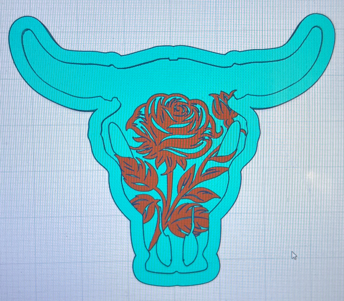 {Lg bull skull with inserts} Silicone Mold