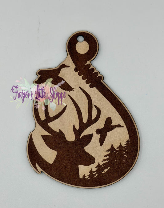 Deer fish hook leather freshie blank (unscented)