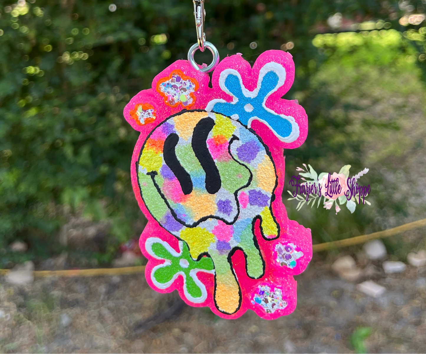 {Drippy Smileyface w Flowers} All Freshie Sizes