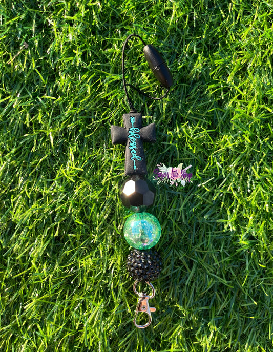 Blessed Black and turquoise Freshie hanger