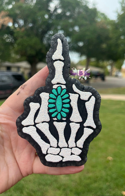 {Turquoise Middle Finger Skeleton} Large Freshie