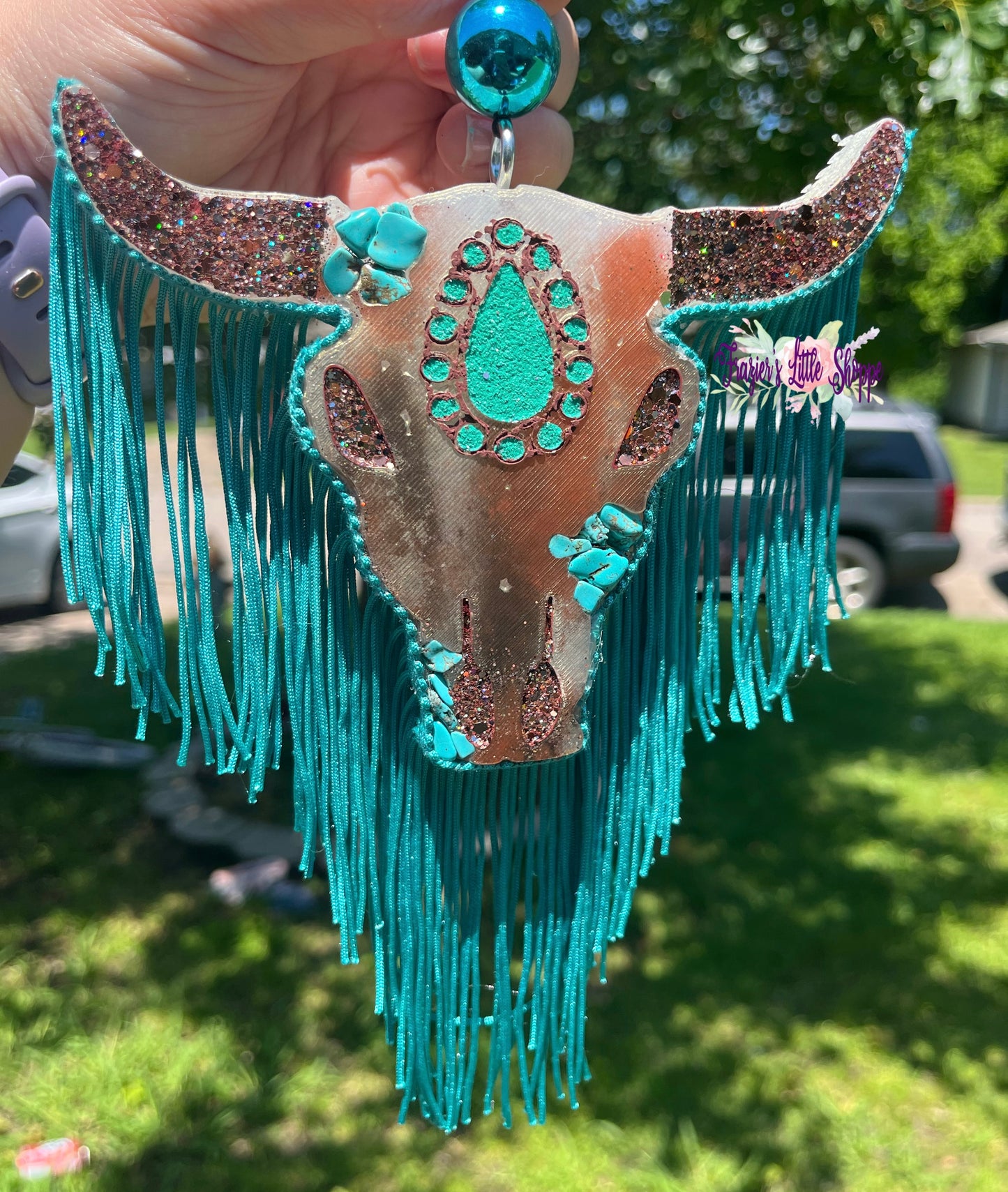 {Turquoise Stone Bull Skull} Small Medium Large Freshie Sizes