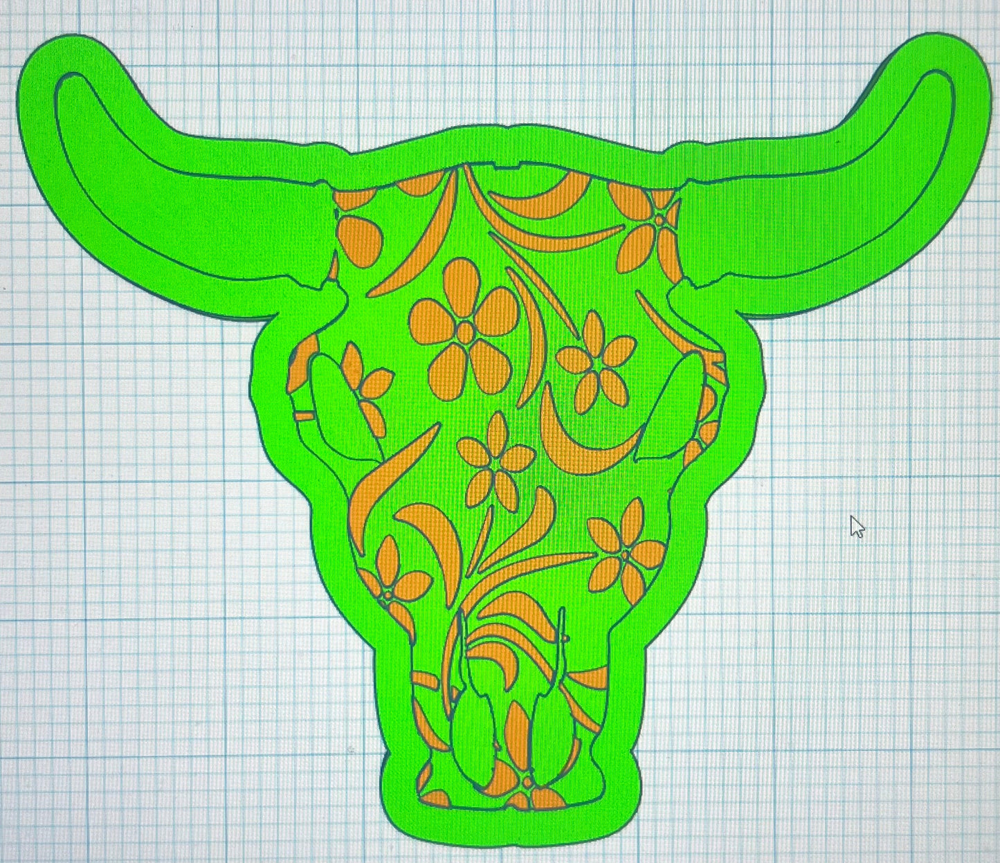 {Lg bull skull with inserts} Silicone Mold