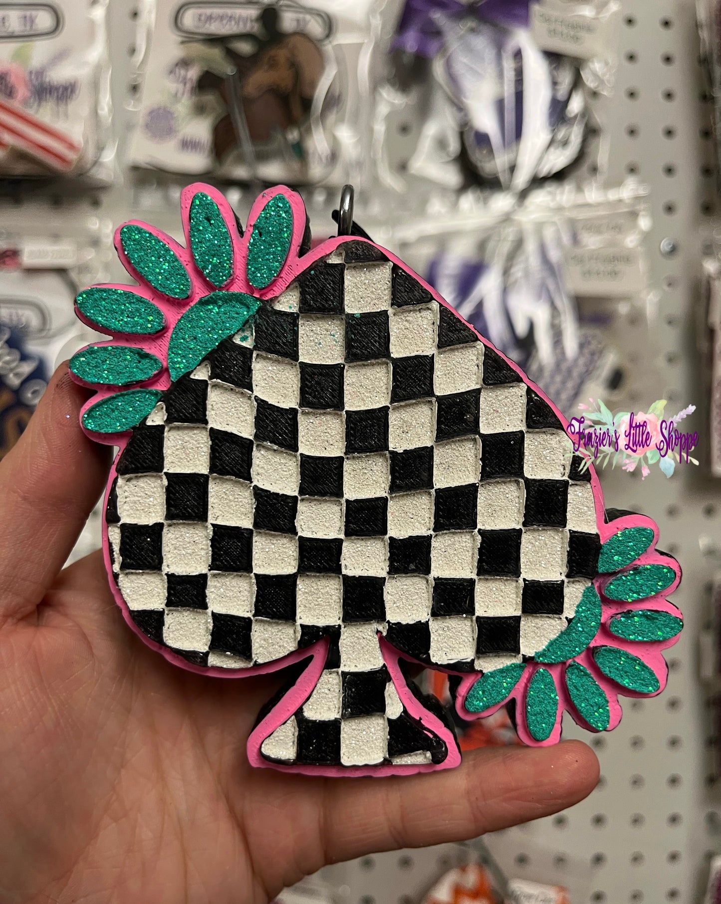 {Checkered Turquoise Spade} Large Freshie