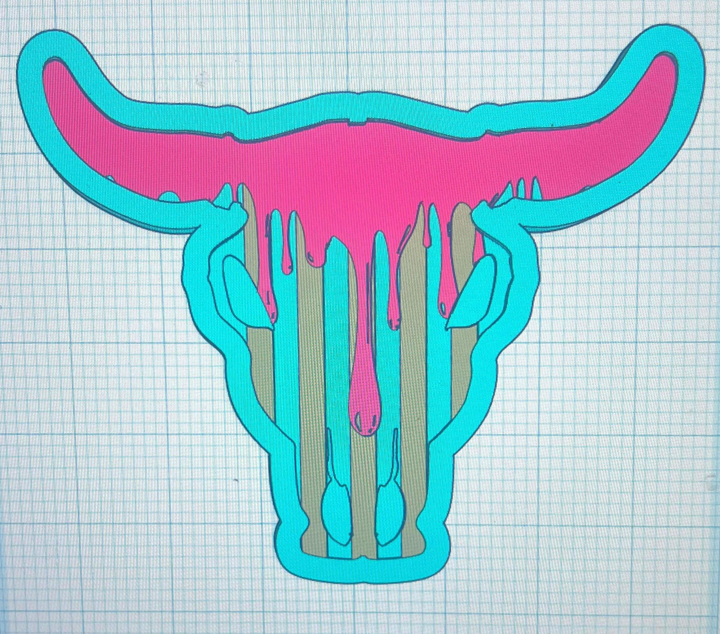 {Lg bull skull with inserts} Silicone Mold