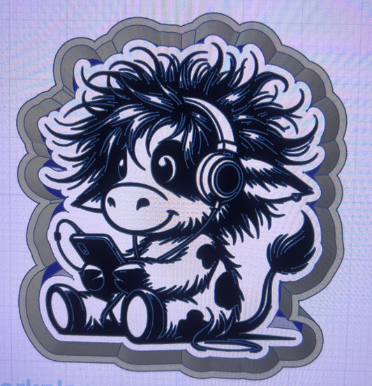 {cow w headphones} Silicone Mold