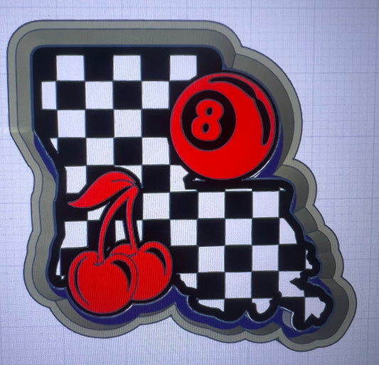 {LA checkered cherry and 8 ball} Silicone Mold