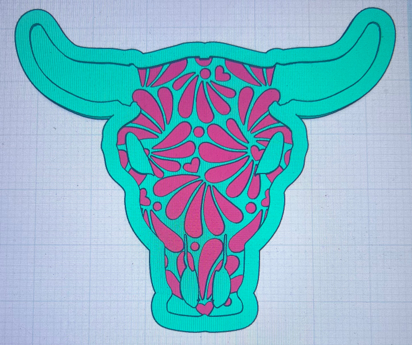 {Lg bull skull with inserts} Silicone Mold