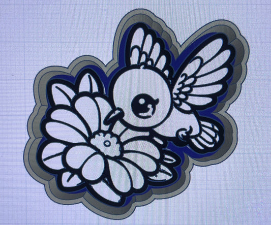 {Bird w flower} Silicone Mold