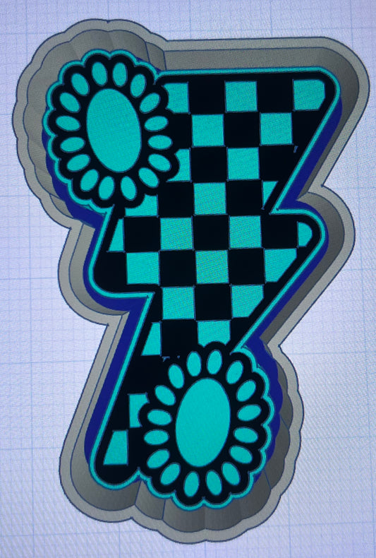 {checkered bolt w concho} Silicone Mold