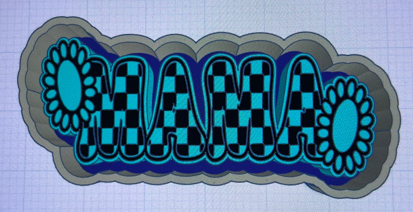 {Mama checkered Turquoise Stone} Silicone Mold