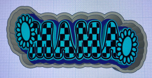 {Mama checkered Turquoise Stone} Silicone Mold