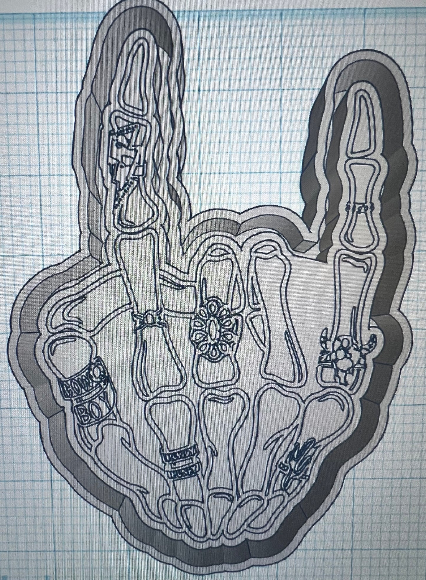 {Turquoise Jeweled Skelly hand} Silicone Mol