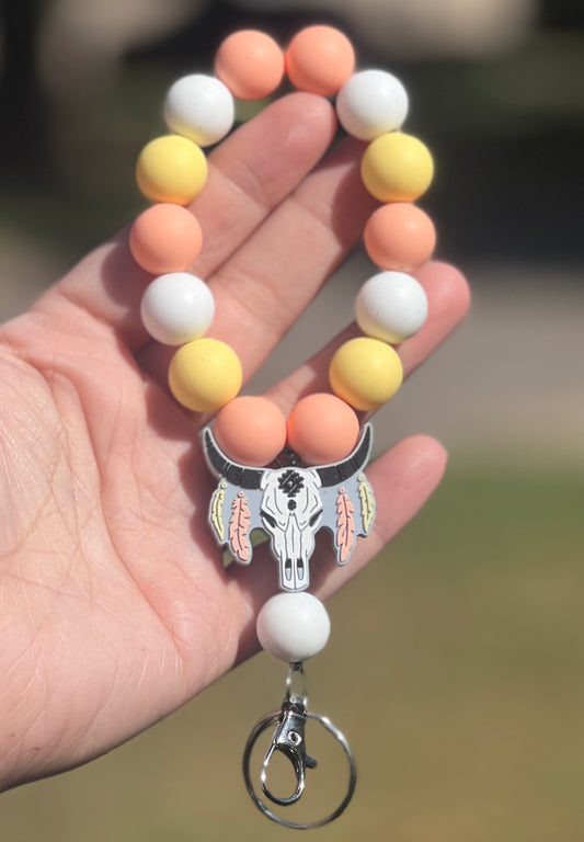 Boho bull keychain wristlet