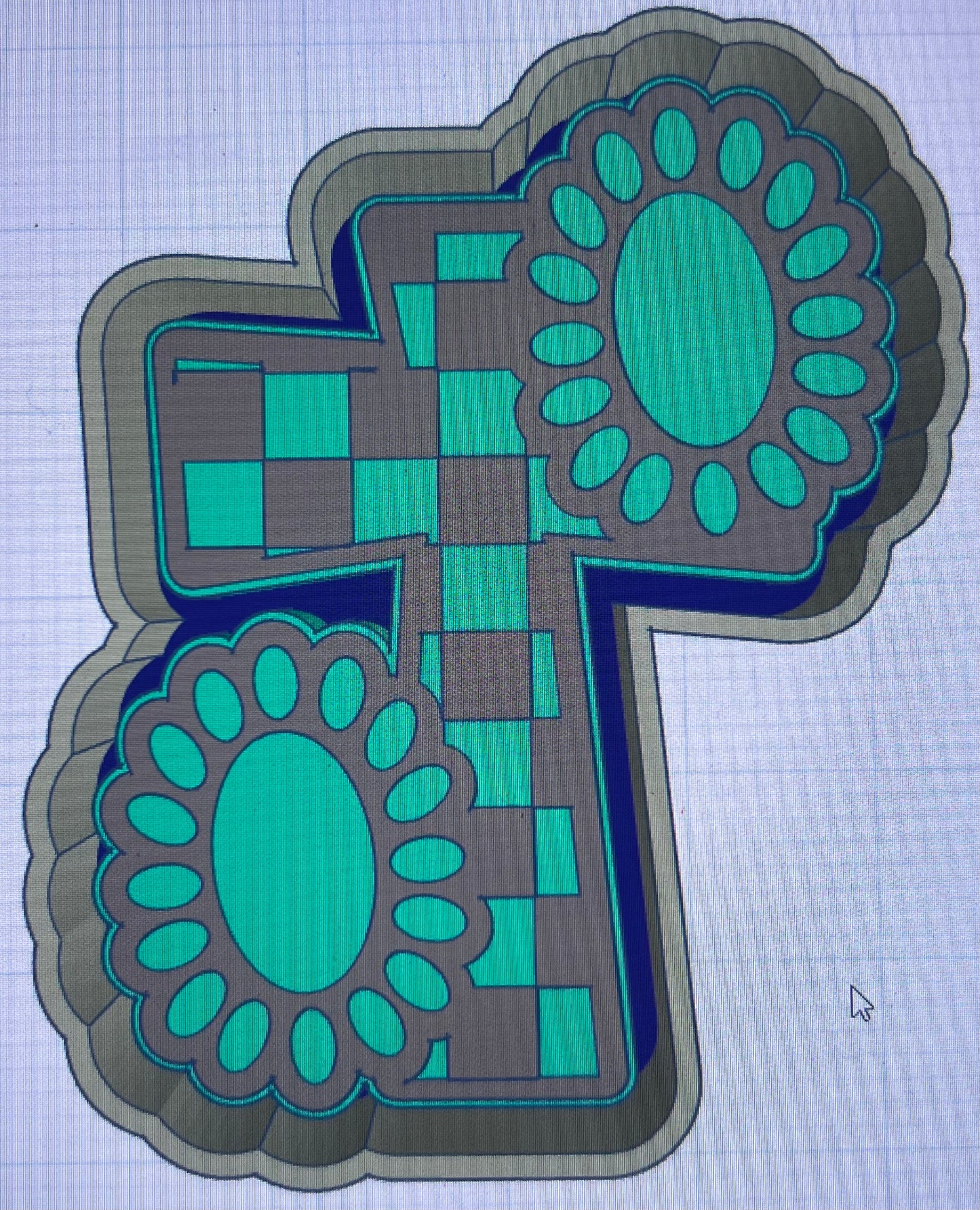 {Cross turquoise stone} Silicone Mold