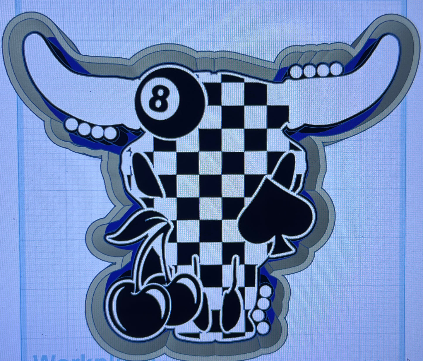 {checkered bull 8 ball cherry spade} Silicone Mold