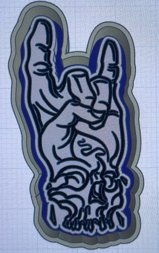 {skull wrist w rock horns} Silicone Mold