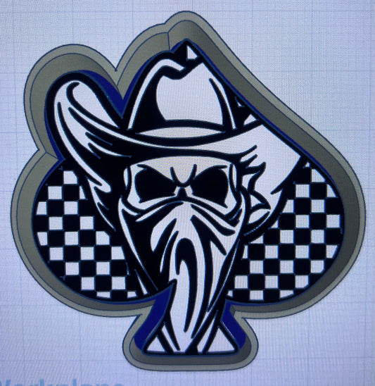 {checkered spade w skull} Silicone Mold