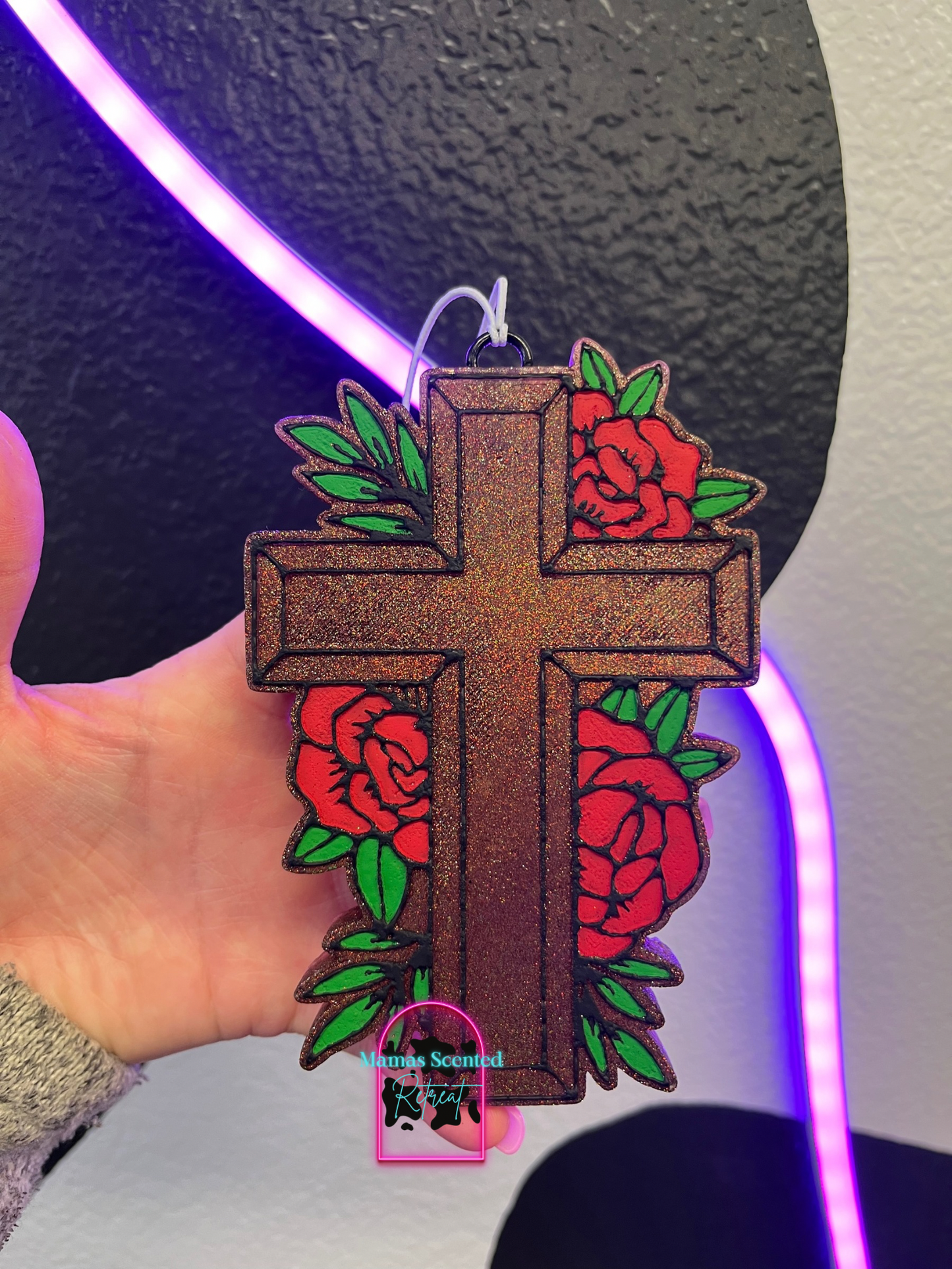 {cross w flowers} Silicone Mold