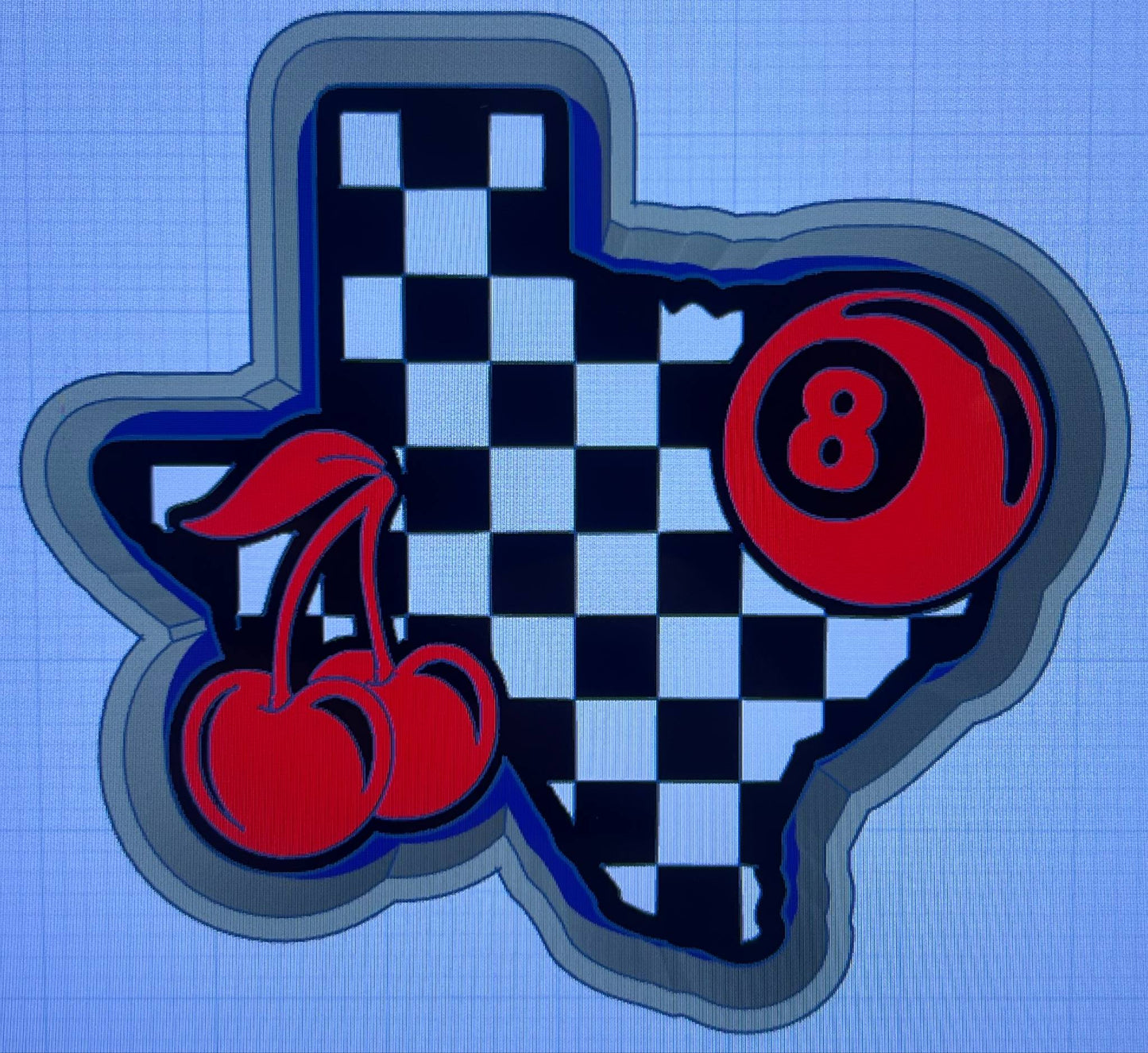{Texas checkered cherry and 8 ball} Silicone Mold