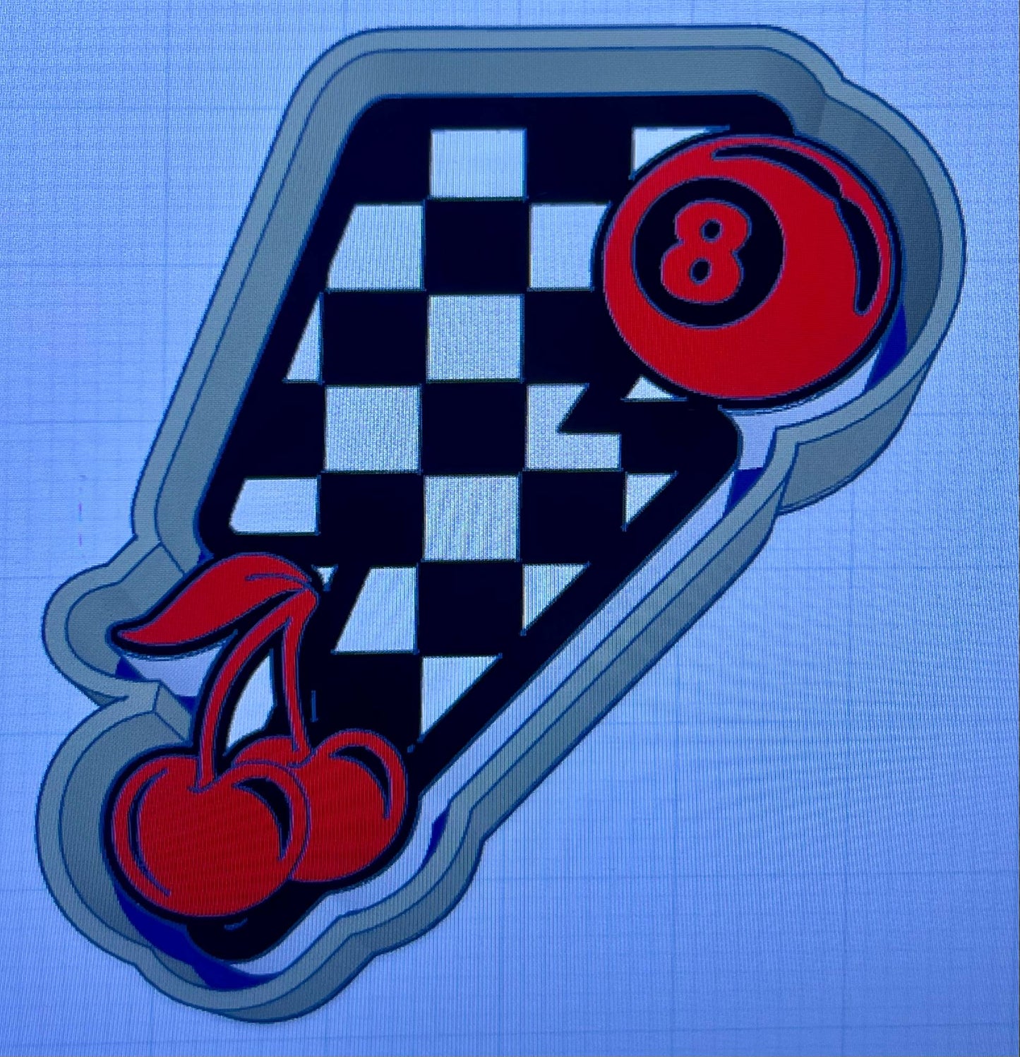 {Bolt checkered cherry and 8 ball} Silicone Mold