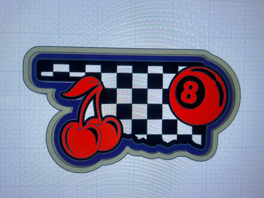 {OK checkered cherry and 8 ball} Silicone Mold