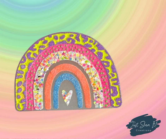 {leopard rain bow heart} DBD Silicone Mold