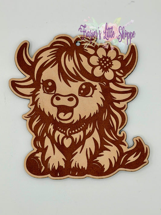 Cute Girl Highland cow Leather freshies