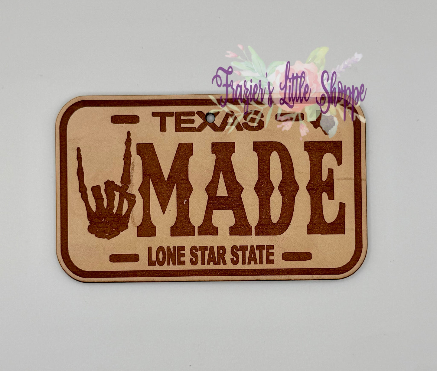 texas made license plate leather freshie blank