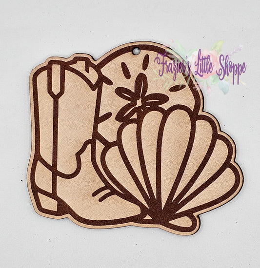 Boot seashell sand dollar leather freshie blank