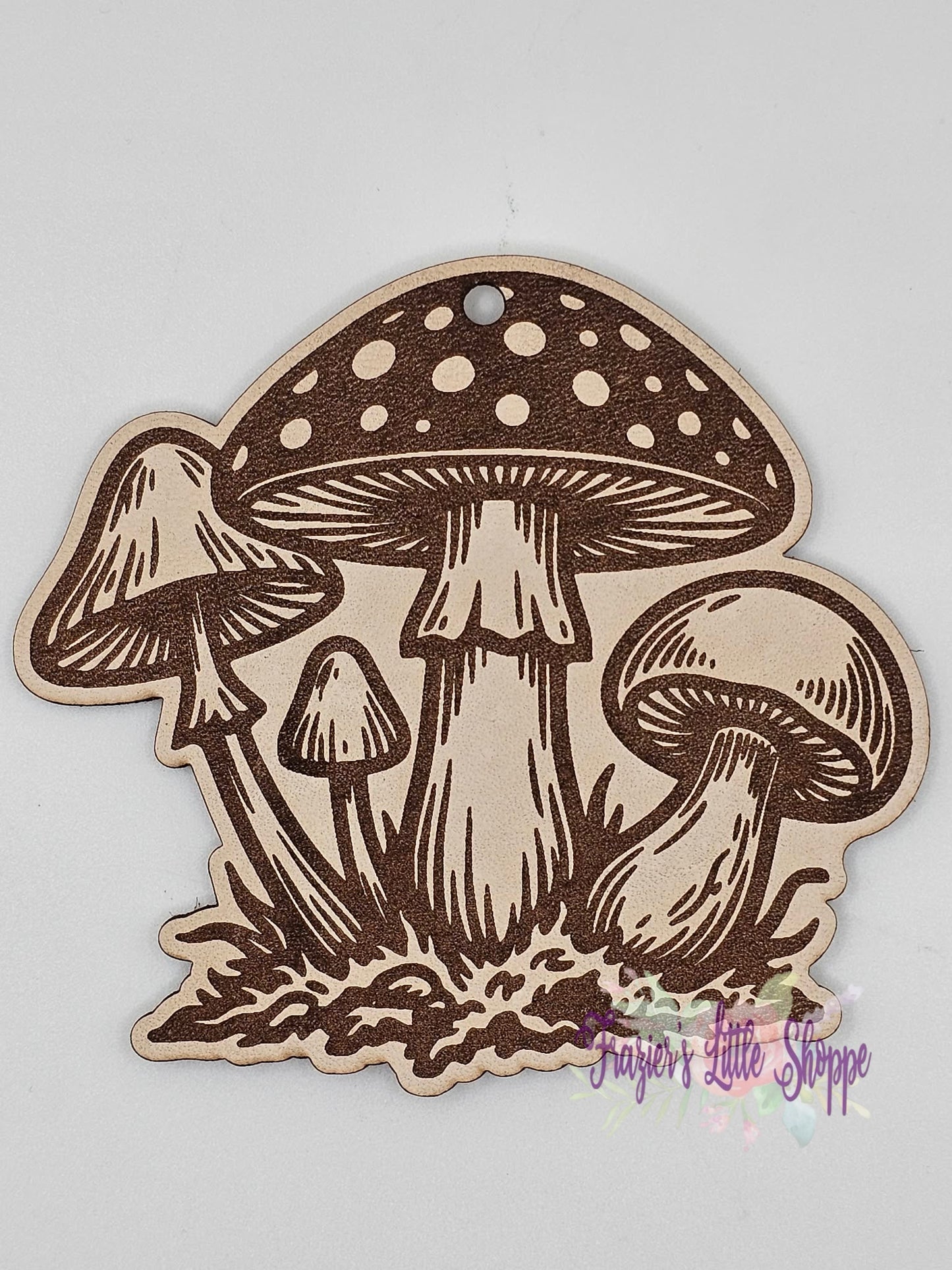 mushrooms leather freshie blank (unscented)