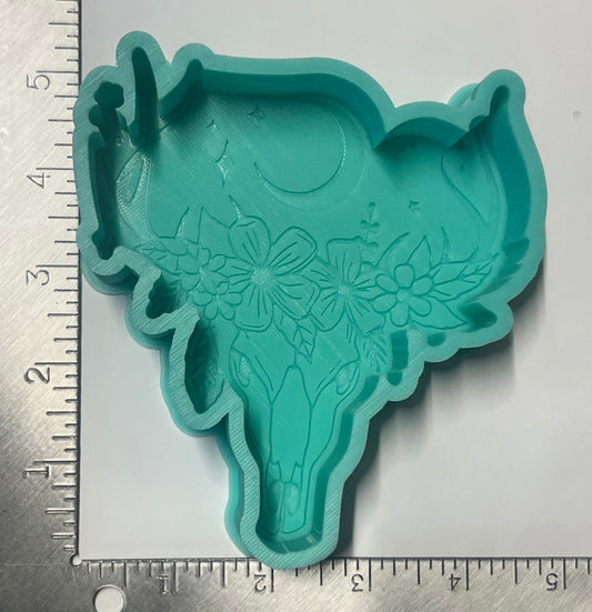 {floral buck skull} DBD Silicone Mold