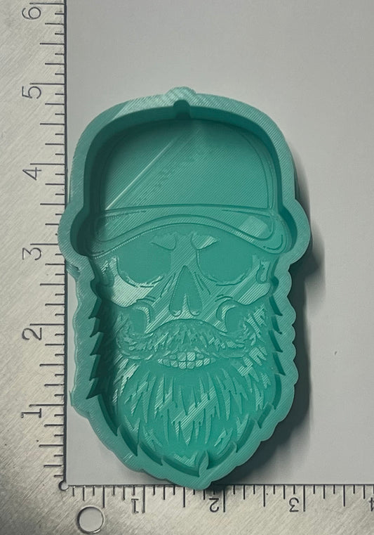 {bearded skull w hat} DBD Silicone Mold