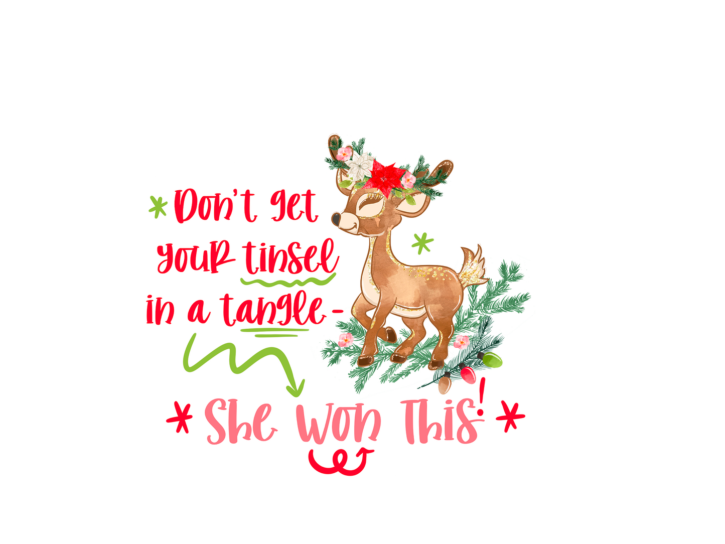 don't get your tinsel in a tangle she won this stickers