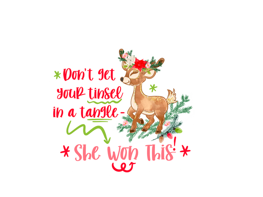 don't get your tinsel in a tangle she won this stickers