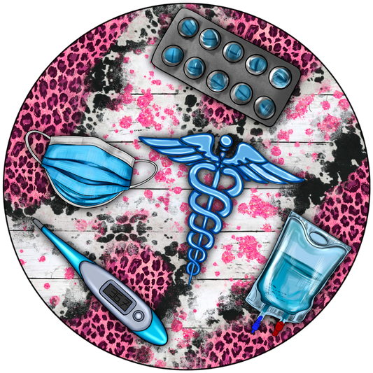nurse blue pink leopard/cow print car coaster