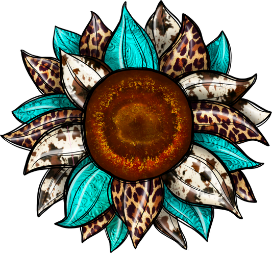 turquois cow print and leopard Sunflower cardstock