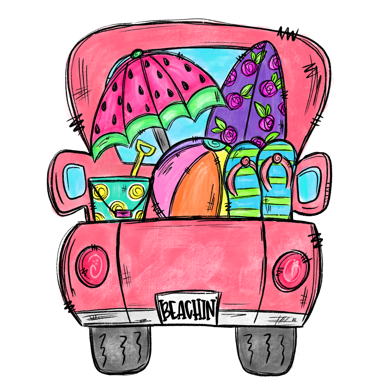 beach truck cardstock