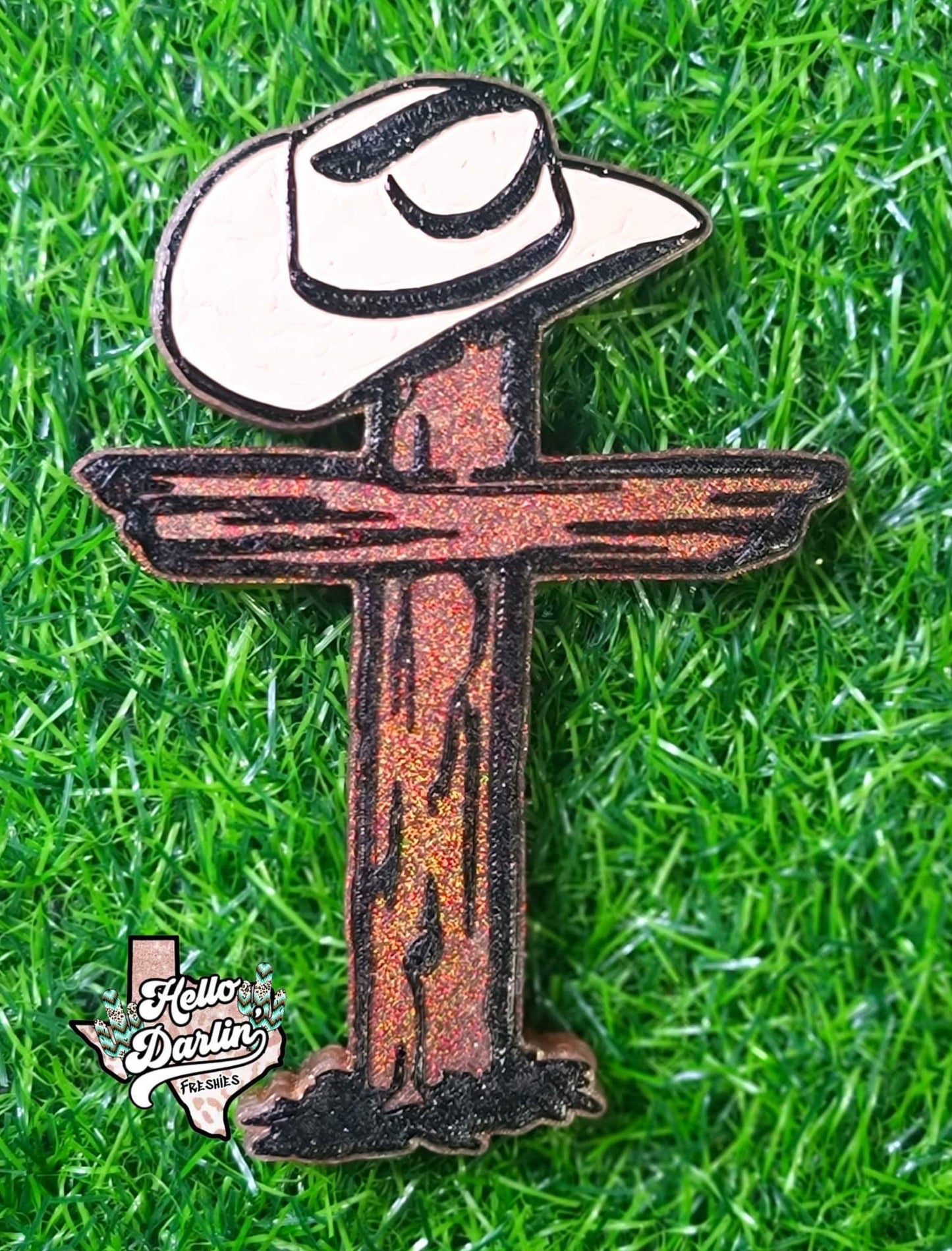 {cross w cowboy hat} Silicone Mold