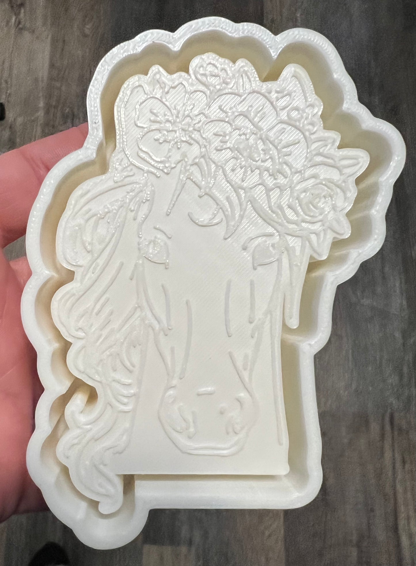 {horse head w flowers} Silicone Mold