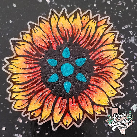 {Turquoise stone sunflower} Silicone Mold