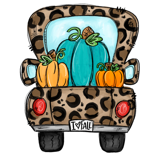 leopard pumpkin truck cardstock