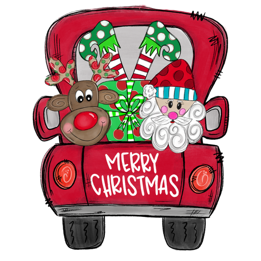 merry christmas red truck cardstock
