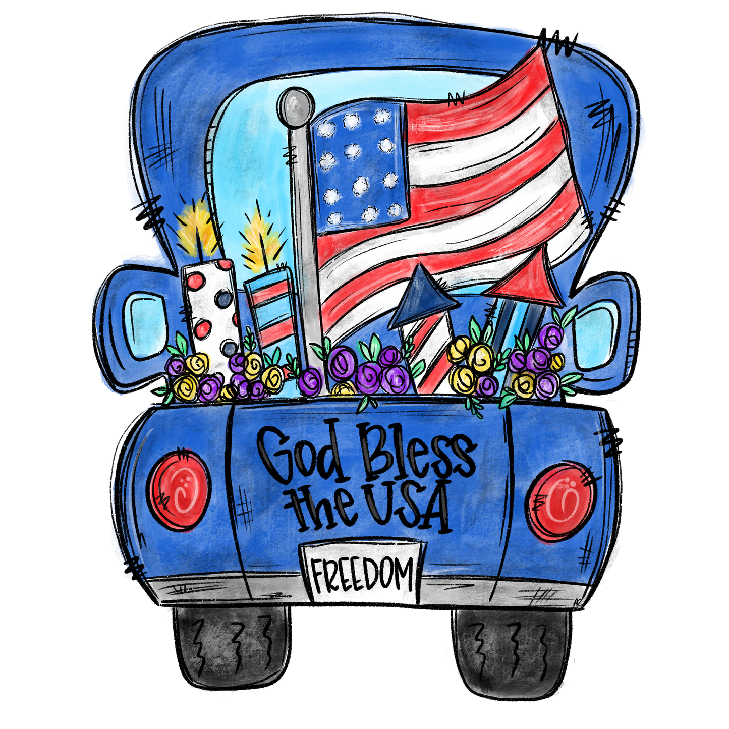 God Bless the USA truck cardstock