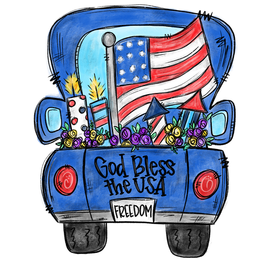 God Bless the USA truck cardstock