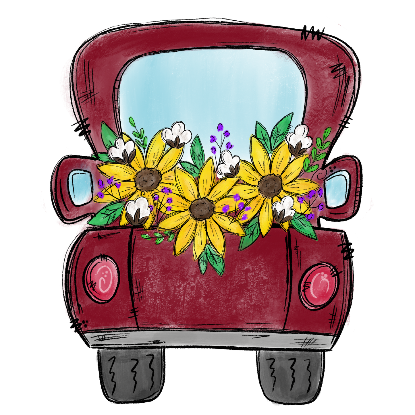 sunflower truck cardstock