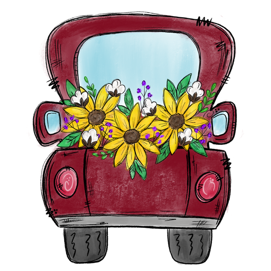 sunflower truck cardstock
