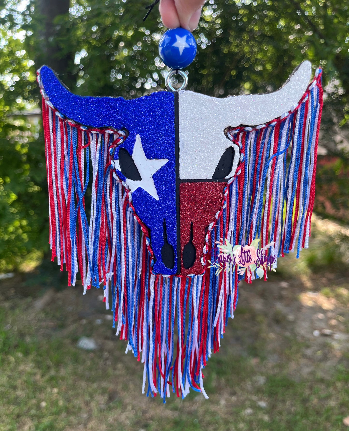 {Texas Flag Bull Skull} Small Medium Large Freshie Sizes