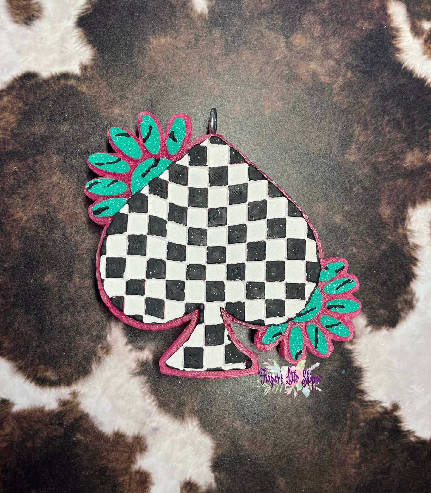 {Checkered Turquoise Spade} Large Freshie